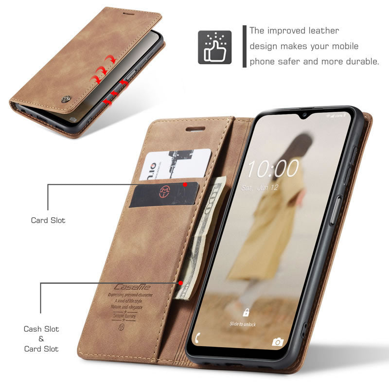 Xusive Leather Case Wallet Slim Book Cover with Card Slots Cash Pocket  Stand Holder Magnetic Flip Cover for Samsung Galaxy S8 Plus + - Stylish  Brown : : Electronics