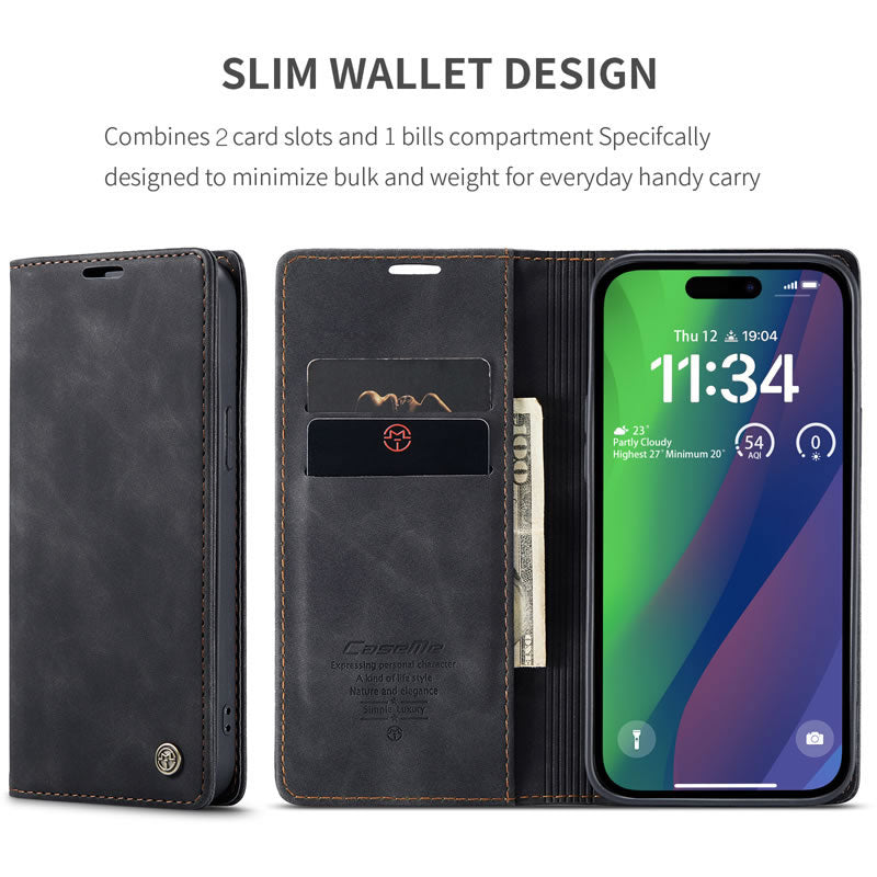 CaseMe Flip Wallet Cover for iPhone 15 Pro