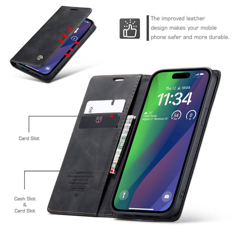 CaseMe Flip Cover Wallet for iPhone 15