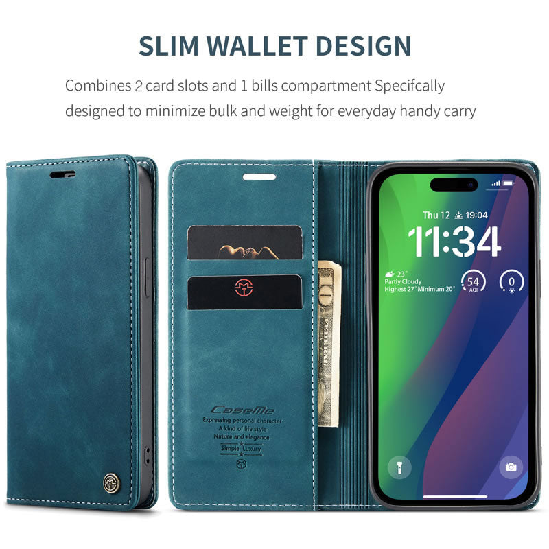 CaseMe Flip Wallet Cover for iPhone 15 Pro