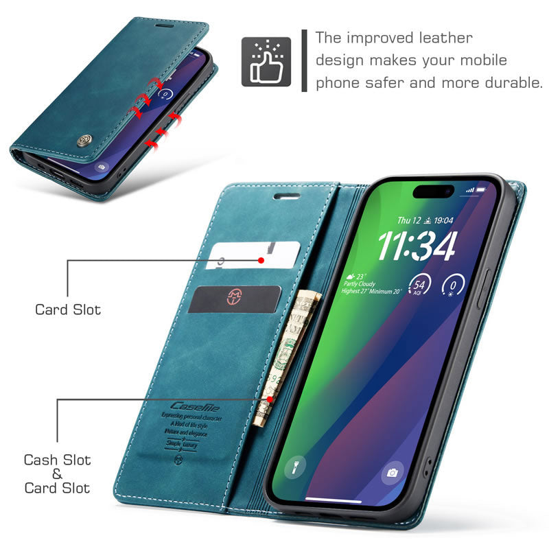 CaseMe Flip Wallet Cover for iPhone 15 Pro