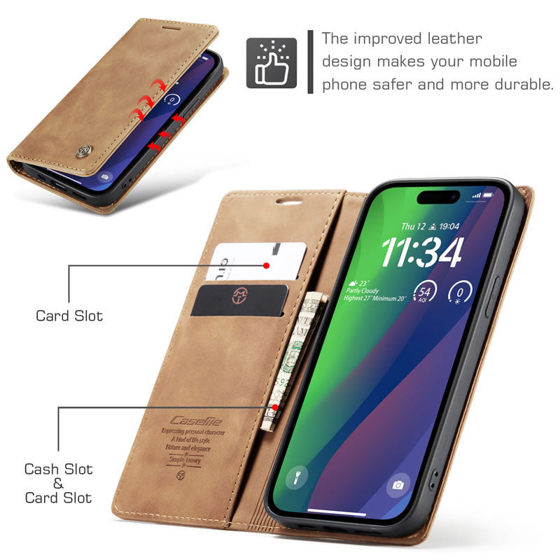 CaseMe Flip Wallet Cover for iPhone 15 Pro