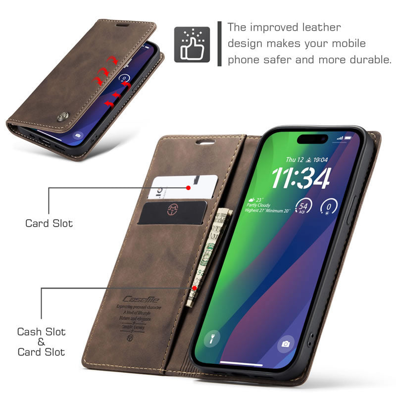 CaseMe Flip Wallet Cover for iPhone 15 Pro